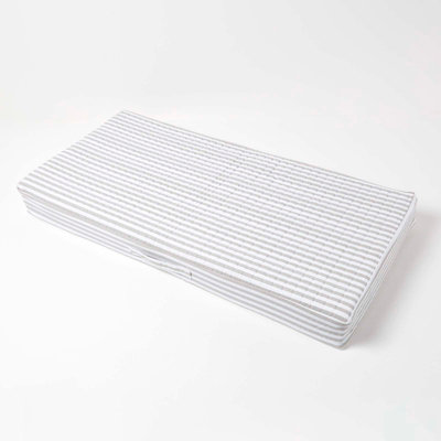 Homescapes Grey Stripe Cotton Orthopaedic Foam 2 Seater Booster Cushion