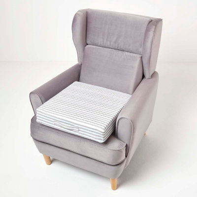 Homescapes Grey Stripe Cotton Orthopaedic Foam Armchair Booster