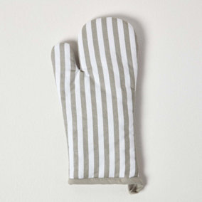 Homescapes Grey Stripe Cotton Oven Glove