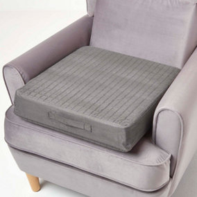 Homescapes Grey Suede Orthopaedic Foam Armchair Booster Cushion