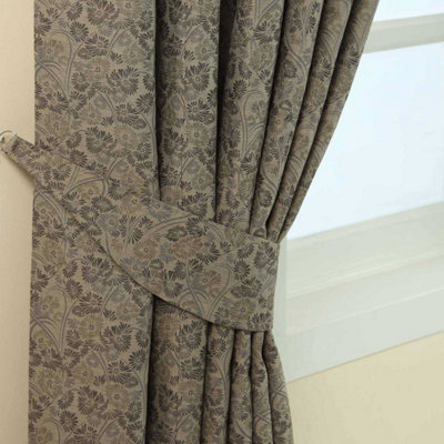 Homescapes Grey Vintage Floral Jacquard Curtain Tie Back Pair | DIY At B&Q