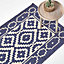 Homescapes Halmstad Blue and White Scandi Style 100% Cotton Printed Rug, 160 x 230 cm