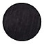 Homescapes Hand Tufted Plain Cotton Black Large Round Rug, 150 cm Diameter