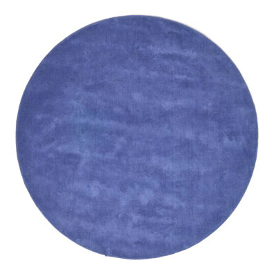 Homescapes Hand Tufted Plain Cotton Blue Large Round Rug, 70 cm Diameter