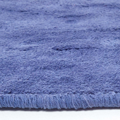 Homescapes Hand Tufted Plain Cotton Blue Large Round Rug, 70 cm Diameter