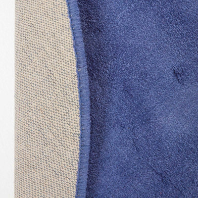 Homescapes Hand Tufted Plain Cotton Blue Large Round Rug, 70 cm Diameter
