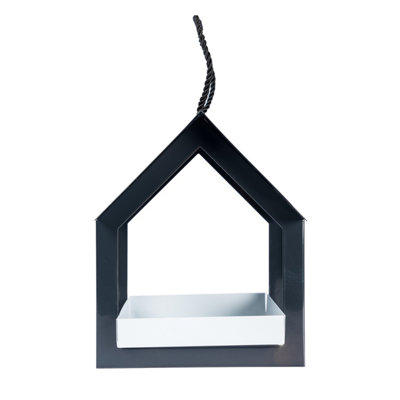 Homescapes Hanging Black Metal Bird Table with Chain