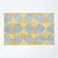 Homescapes Harlequin Pattern Yellow and Grey Cotton Bath Mat