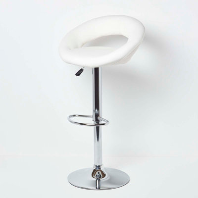 Homescapes Harrow Faux Leather Swivel Bar Stool White DIY at B&Q