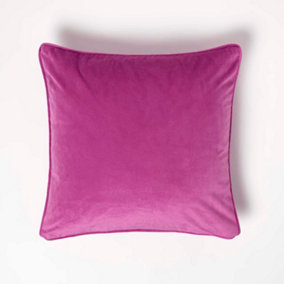 Homescapes Hot Pink Filled Velvet Cushion with Piped Edge 46 x 46 cm
