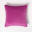 Homescapes Hot Pink Filled Velvet Cushion with Piped Edge 46 x 46 cm