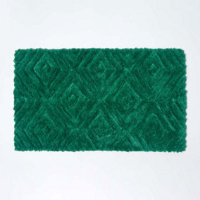 Homescapes Ikat Pattern Emerald Green Bath Mat