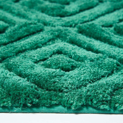 Homescapes Ikat Pattern Emerald Green Bath Mat