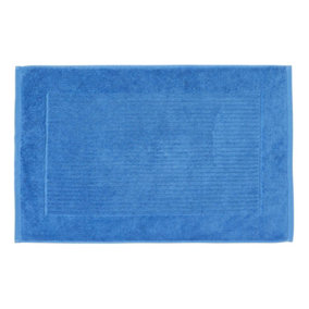 Homescapes Imperial Plain Cotton Cobalt Blue Bath Mat
