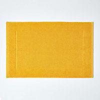 Homescapes Imperial Plain Cotton Ochre Yellow Bath Mat