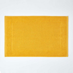 Homescapes Imperial Plain Cotton Ochre Yellow Bath Mat