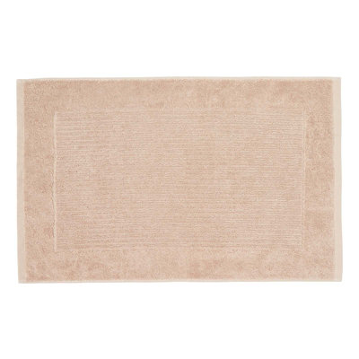 Homescapes Imperial Plain Cotton Stone Beige Bath Mat DIY at B&Q