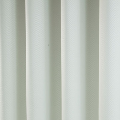 Homescapes Ivory Herringbone Chevron Blackout Curtains Pair Eyelet Style, 46x90"