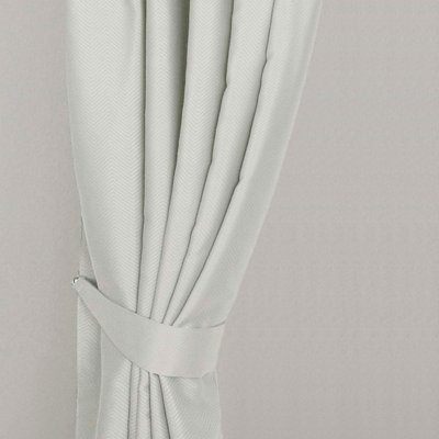 Homescapes Ivory Herringbone Chevron Curtain Tie Back Pair