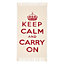 Homescapes Keep Calm And Carry On Red White Rug Hand Woven Base, 60 x 100 cm