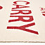 Homescapes Keep Calm And Carry On Red White Rug Hand Woven Base, 60 x 100 cm