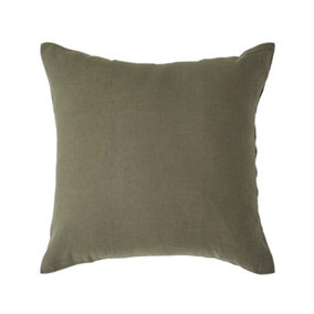 Homescapes Khaki Green European Linen Pillowcase, 40 x 40 cm
