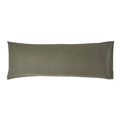 Homescapes Khaki Green Linen Body Pillowcase