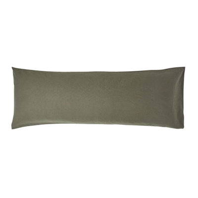 Homescapes Khaki Green Linen Body Pillowcase DIY at B&Q