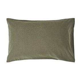 Homescapes Khaki Green Linen Housewife Pillowcase, King