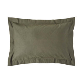 Homescapes Khaki Green Linen Oxford Pillowcase, King