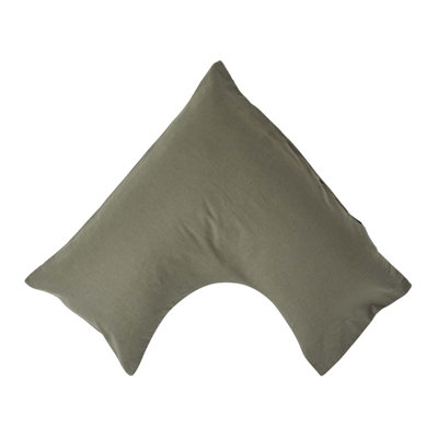 Homescapes Khaki Green Linen V Shaped Pillowcase DIY at B&Q