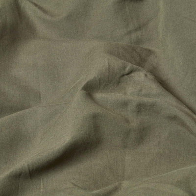 Homescapes Khaki Green Linen V Shaped Pillowcase