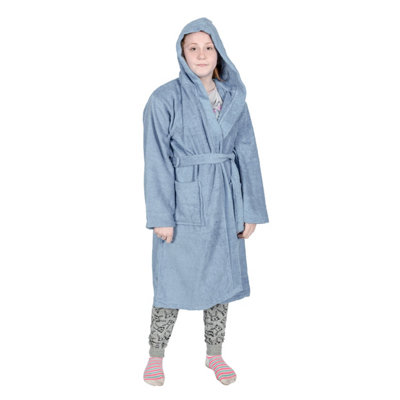 Homescapes Kids Hooded Blue Egyptian Cotton Bathrobe, Small Price Comparisons | Compare The Build
