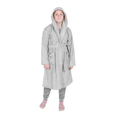 Homescapes Kids Hooded Silver Grey Egyptian Cotton Bathrobe, Small Price Comparisons | Compare The Build