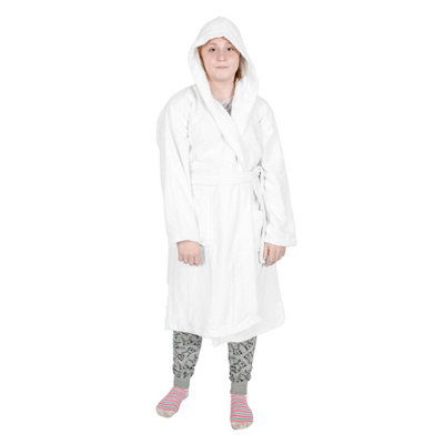 Homescapes Kids Hooded White Egyptian Cotton Bathrobe Small DIY