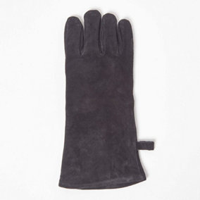 Homescapes Large Black Leather BBQ Glove