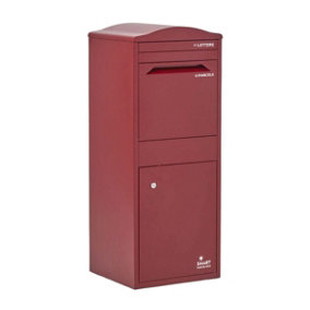 Homescapes Large Curved Top Front Access Dark Red Smart Parcel Box