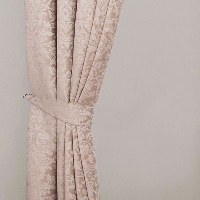 Homescapes Latte Velvet Jacquard Curtain Tie Back Pair
