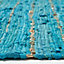 Homescapes Leather Glitter Rug Gold & Turquoise, 120 x 180 cm