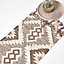 Homescapes Lhasa Handwoven Brown and Cream Textured Diamond Pattern Kilim Wool Rug, 66 x 200 cm