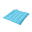 Homescapes Light Blue Plain Seat Pad with Button Straps 100% Cotton 40 x 40 cm