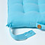 Homescapes Light Blue Plain Seat Pad with Button Straps 100% Cotton 40 x 40 cm