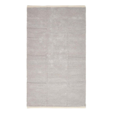 Homescapes Light Grey 100% Cotton Plain Chenille Rug with Natural Trim, 45 x 70 cm