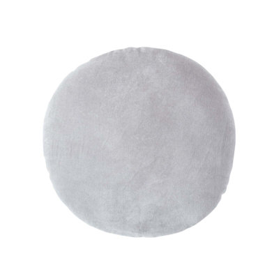 Homescapes Light Grey Velvet Cushion, 40 cm Round