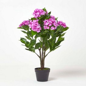 Homescapes Lilac Hydrangea Artificial Plant with Pot, 85 cm