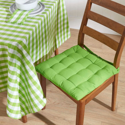 Homescapes Lime Green Plain Seat Pad with Button Straps 100