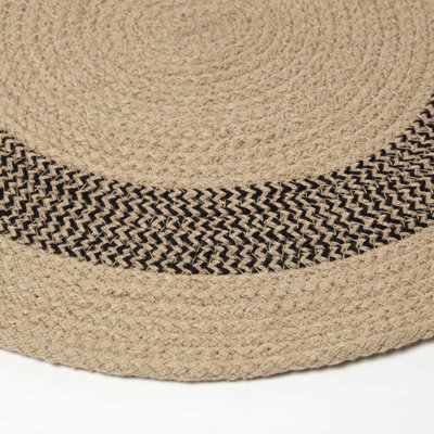 Homescapes Linen & Black Braided 100% Cotton Round Placemats Set of 4