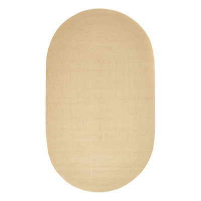 Homescapes Linen Handmade Woven Braided Oval Rug, 90 x 150 cm