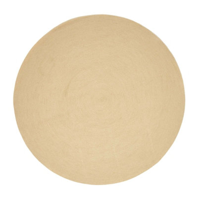 Homescapes Linen Handmade Woven Braided Round Rug, 120 cm