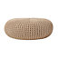 Homescapes Linen Large Round Cotton Knitted Pouffe Footstool